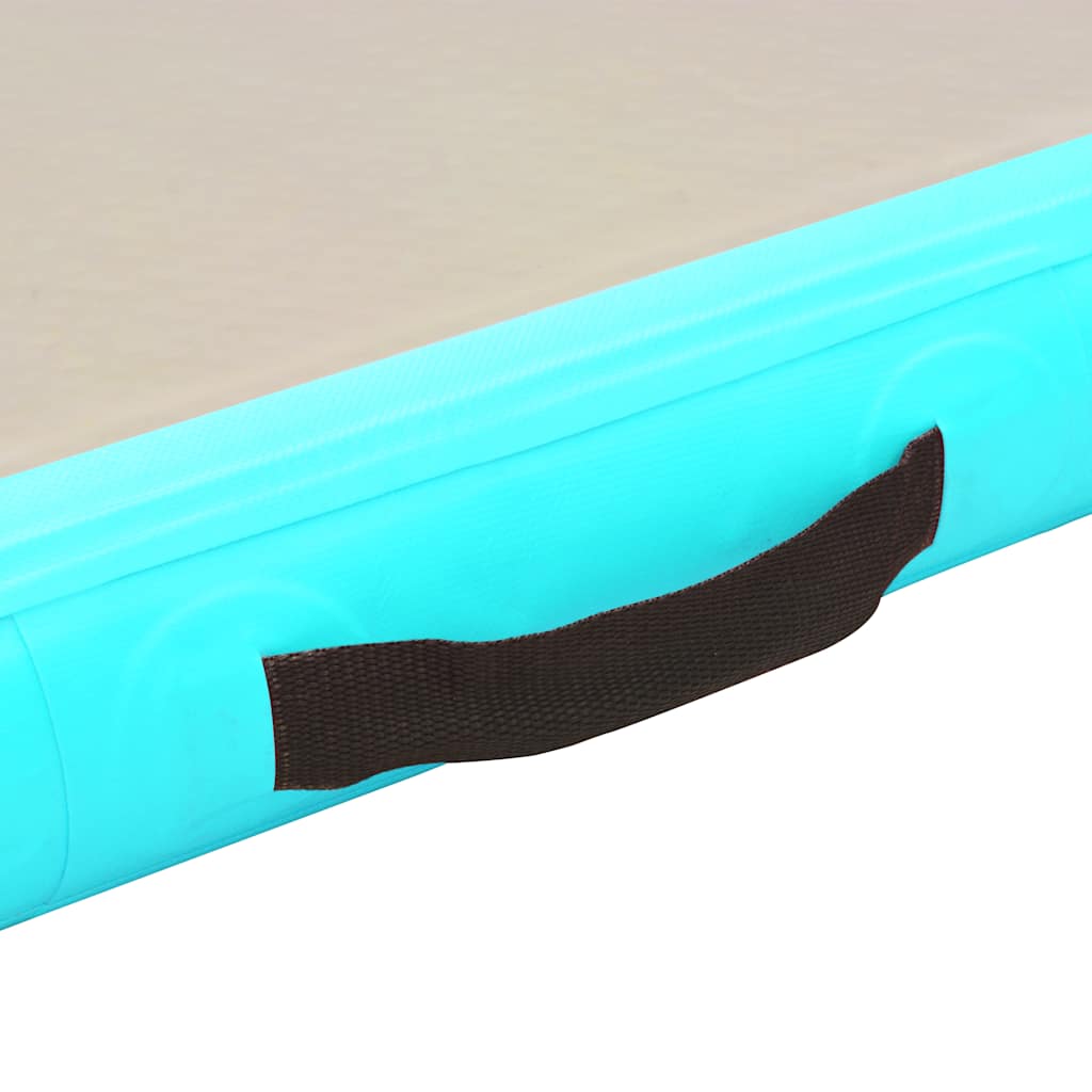 oppustelig gymnastikmåtte med pumpe 800 x 100 x 10 cm PVC grøn
