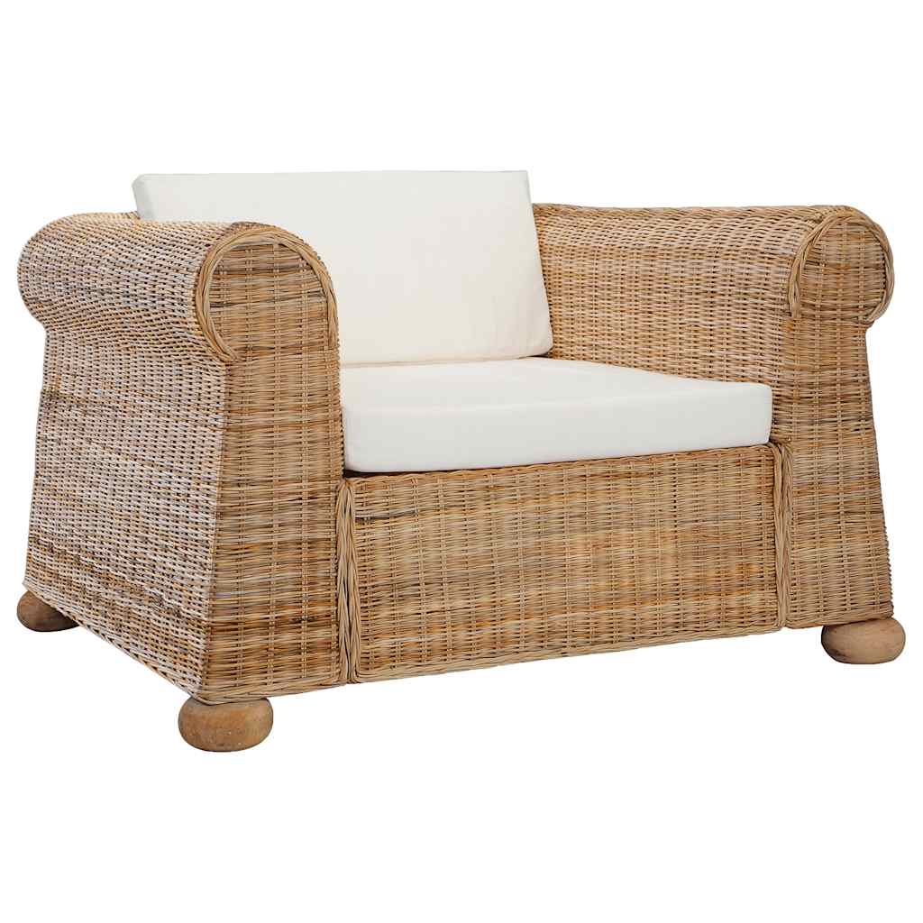 lænestol med hynder naturlig rattan