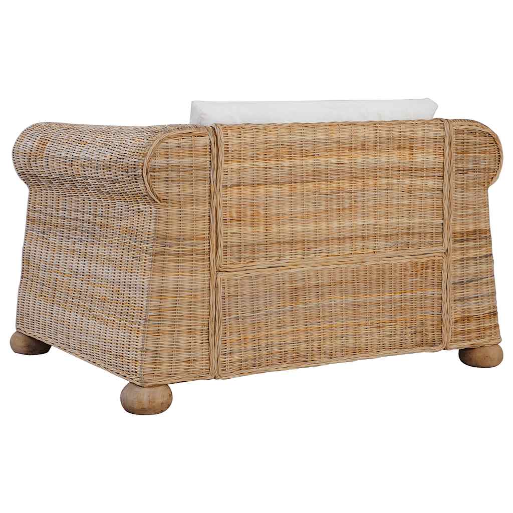 lænestol med hynder naturlig rattan