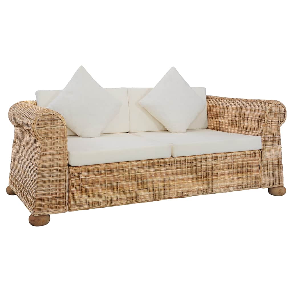 2-personers sofa med hynder naturlig rattan