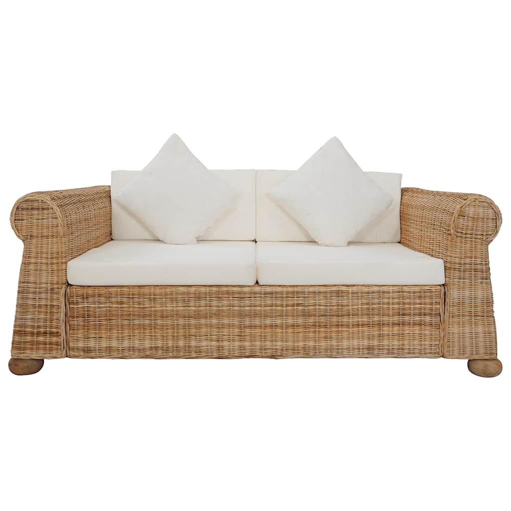 2-personers sofa med hynder naturlig rattan