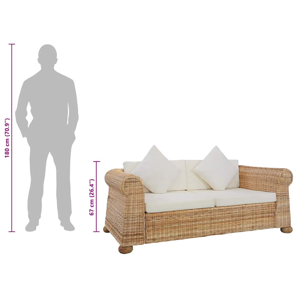 2-personers sofa med hynder naturlig rattan
