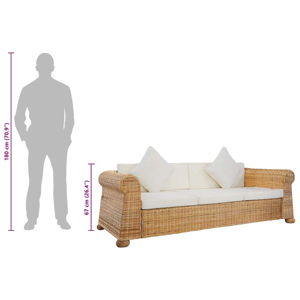 3-personers sofa med hynder naturlig rattan