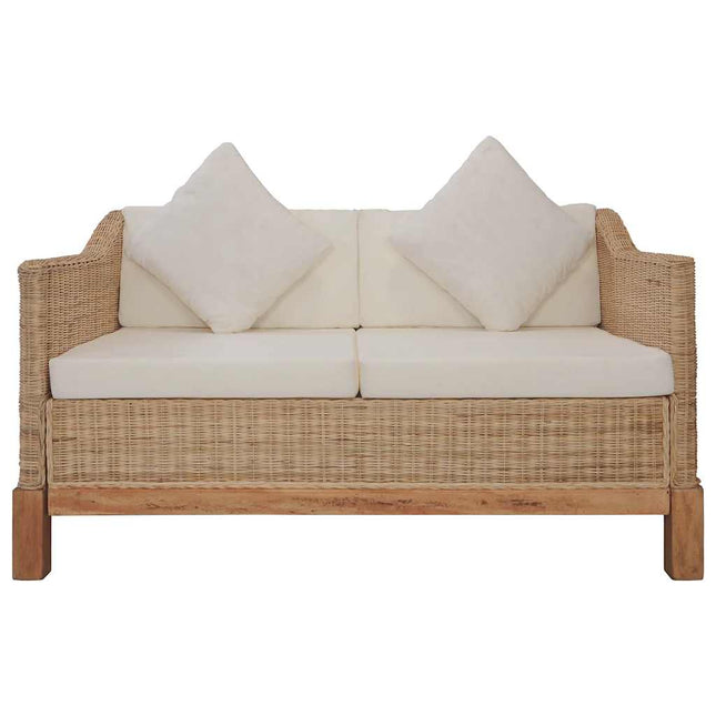 2-personers sofa med hynder naturlig rattan