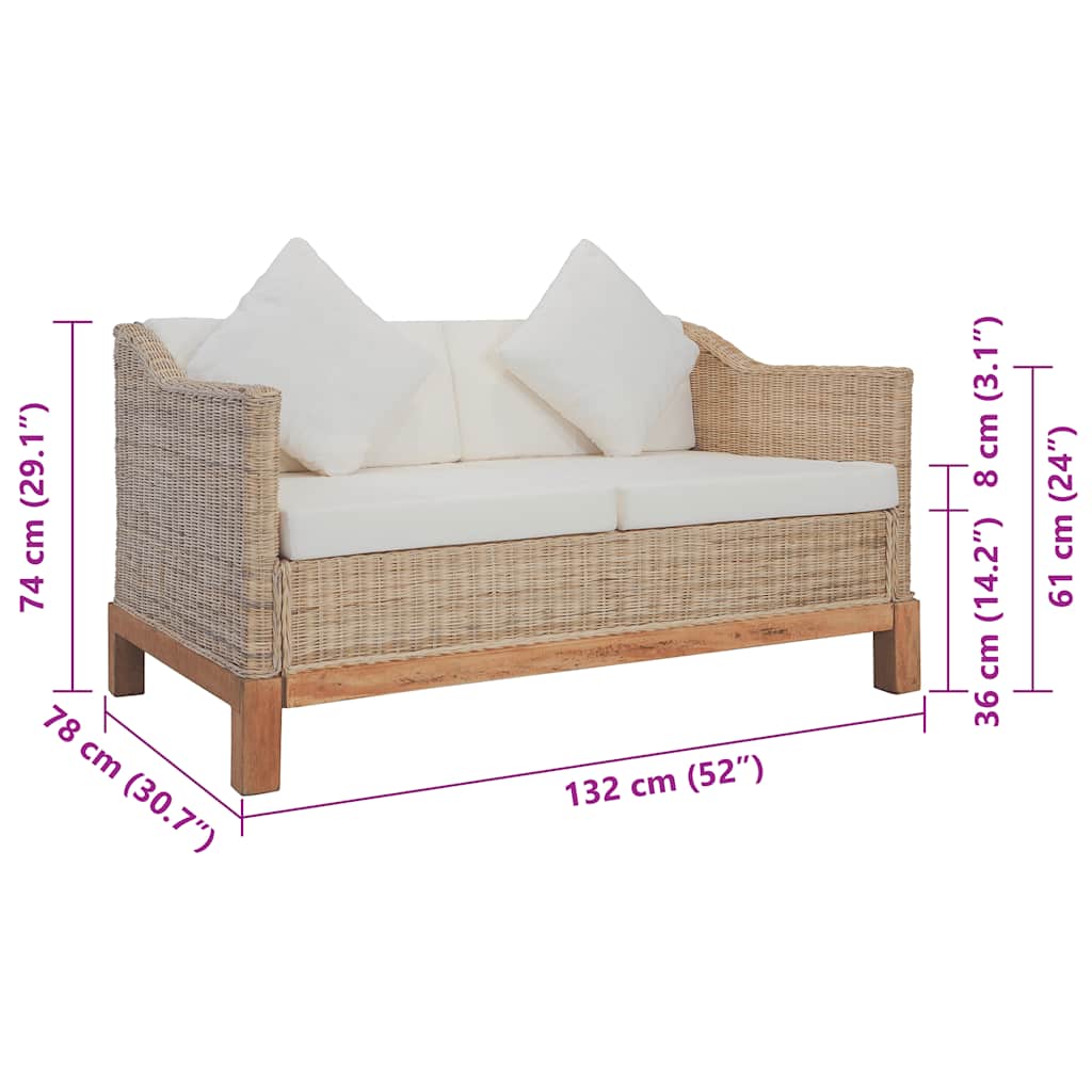 2-personers sofa med hynder naturlig rattan