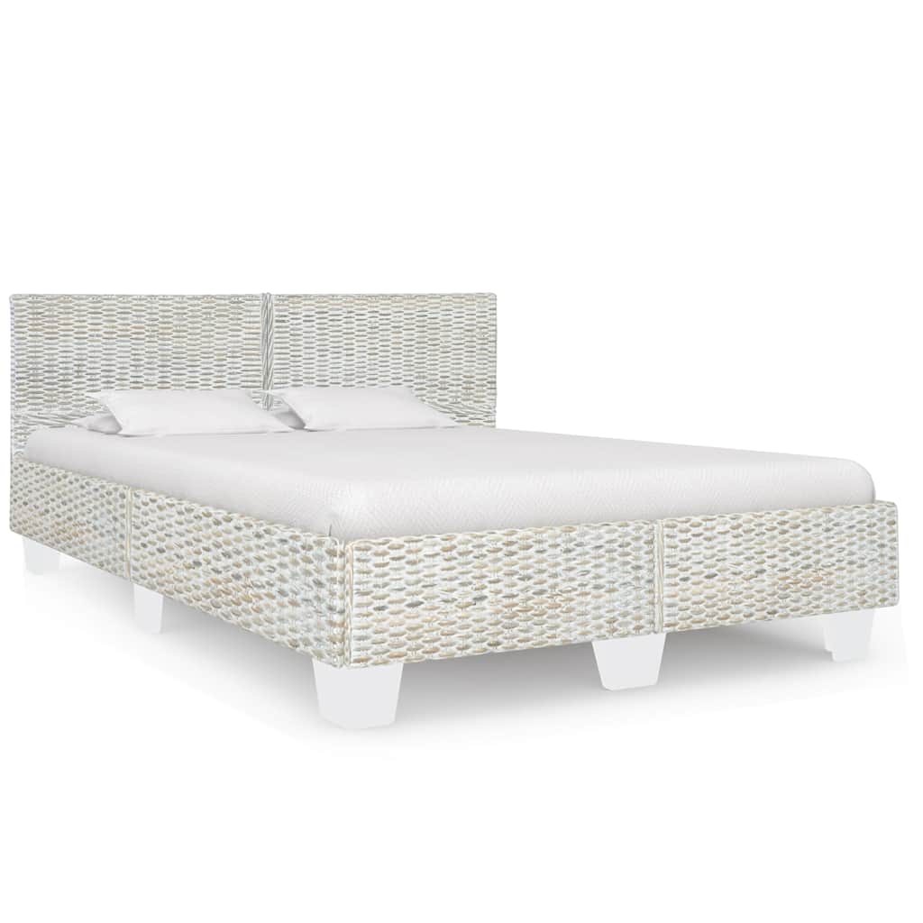 sengestel 140 x 200 cm naturlig rattan grå