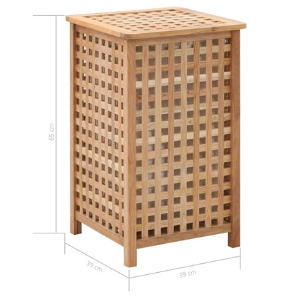 vasketøjskurv 39x39x65 cm massivt valnøddetræ