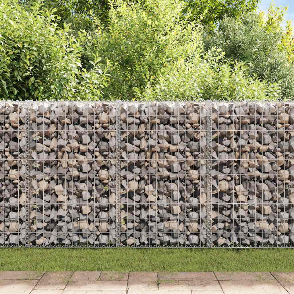 gabionvæg med dæksler galvaniseret stål 100 x 20 x 100 cm