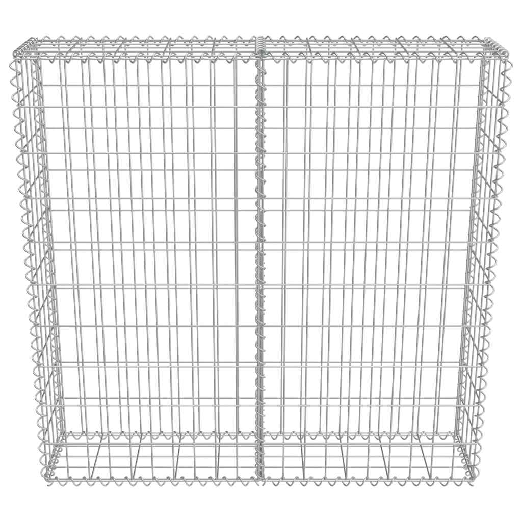 gabionvæg med dæksler galvaniseret stål 100 x 20 x 100 cm