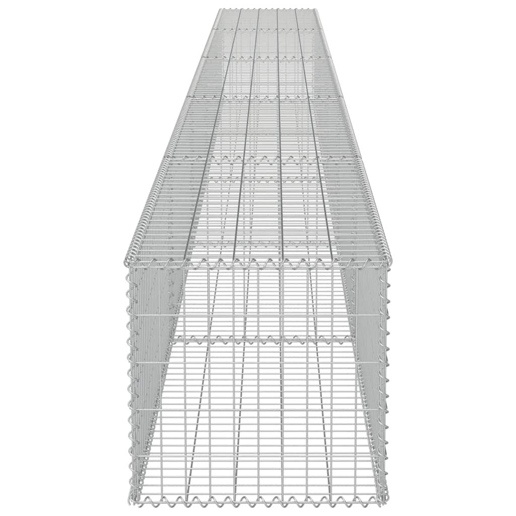 gabionvæg med dæksler galvaniseret stål 600 x 50 x 50 cm