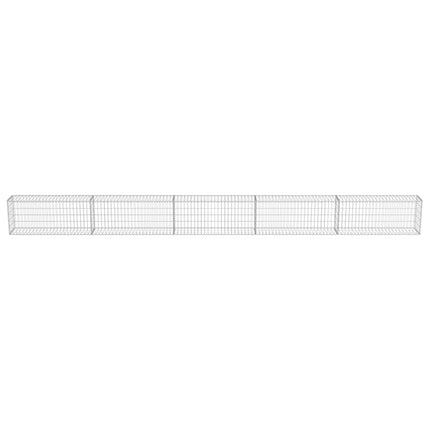 gabionvæg med dæksler galvaniseret stål 600 x 30 x 50 cm