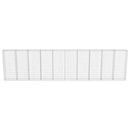 gabionvæg med dæksler galvaniseret stål 600 x 30 x 150 cm