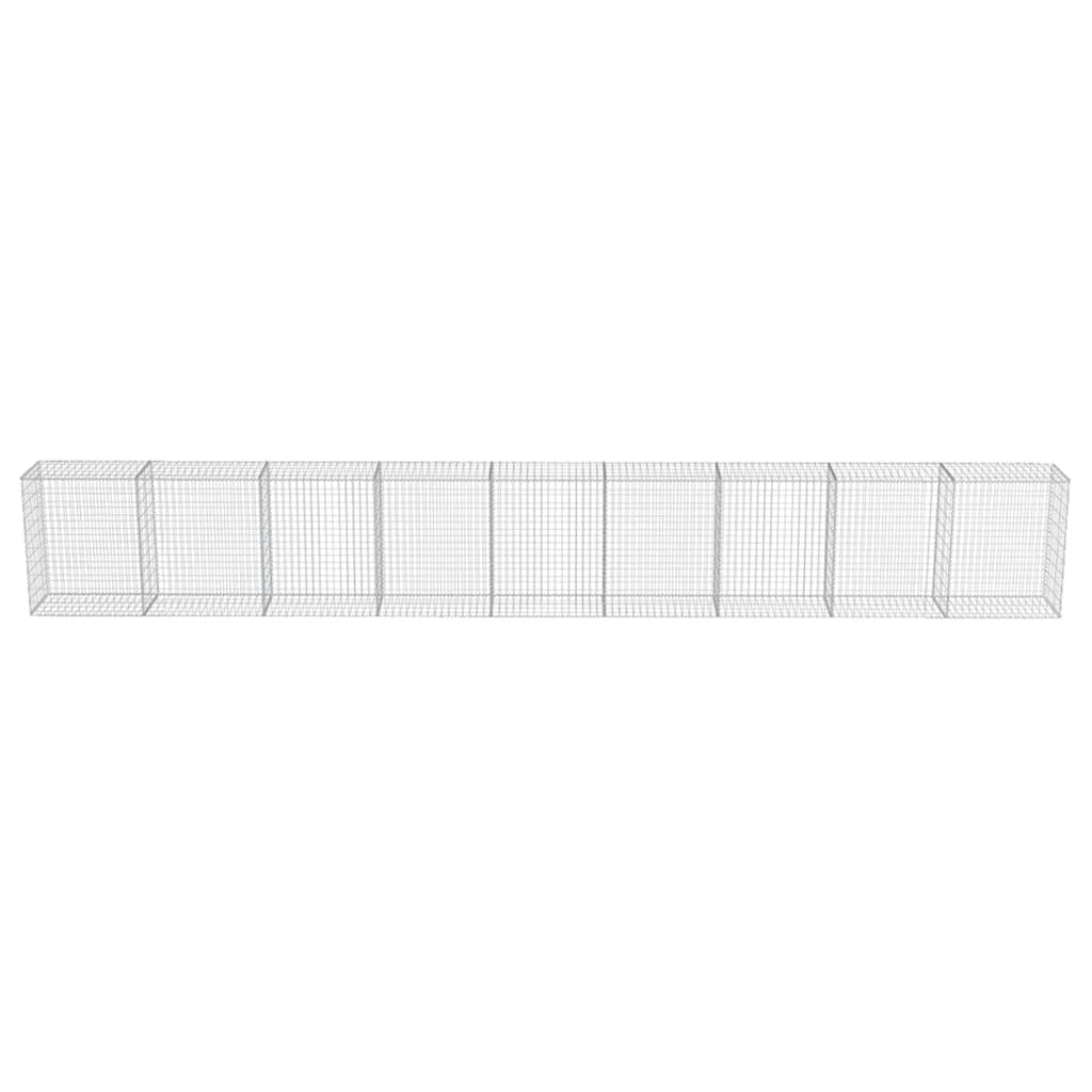 gabionvæg med dæksler galvaniseret stål 900 x 50 x 100 cm