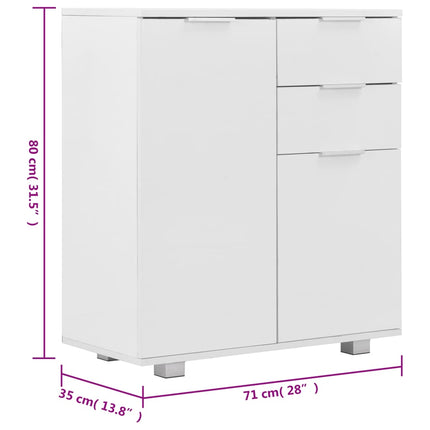 skænk 71 x 35 x 80 cm konstrueret træ hvid højglans