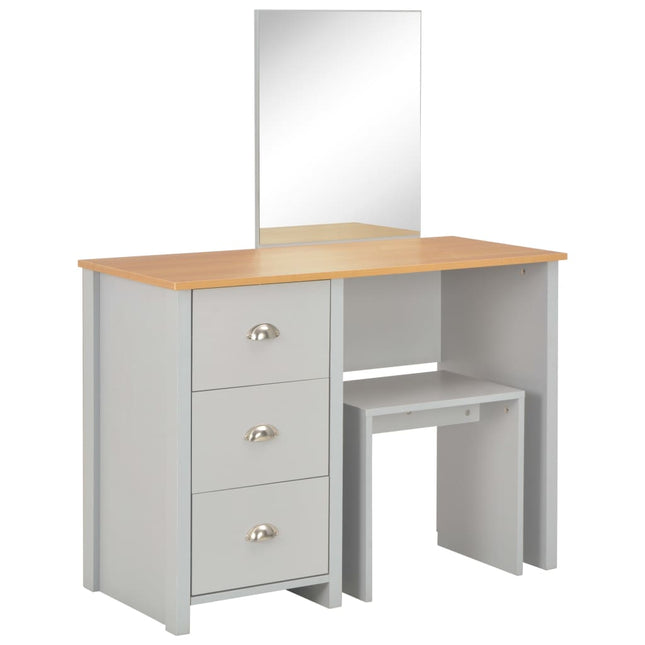 toiletbord med spejl og skammel 104x45x131 cm grå