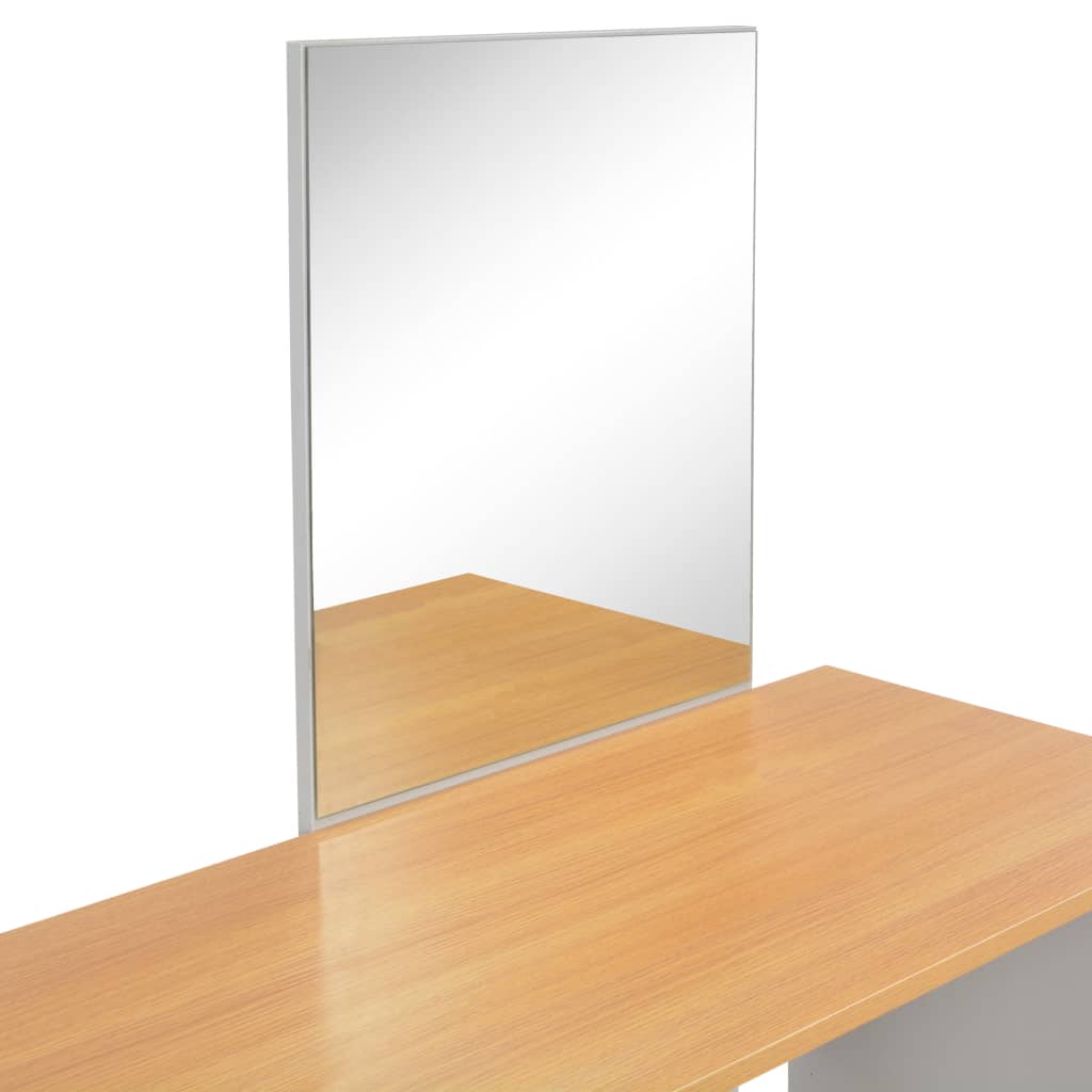 toiletbord med spejl og skammel 104x45x131 cm grå
