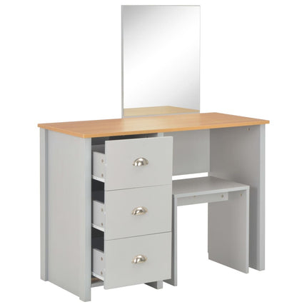 toiletbord med spejl og skammel 104x45x131 cm grå