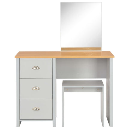 toiletbord med spejl og skammel 104x45x131 cm grå