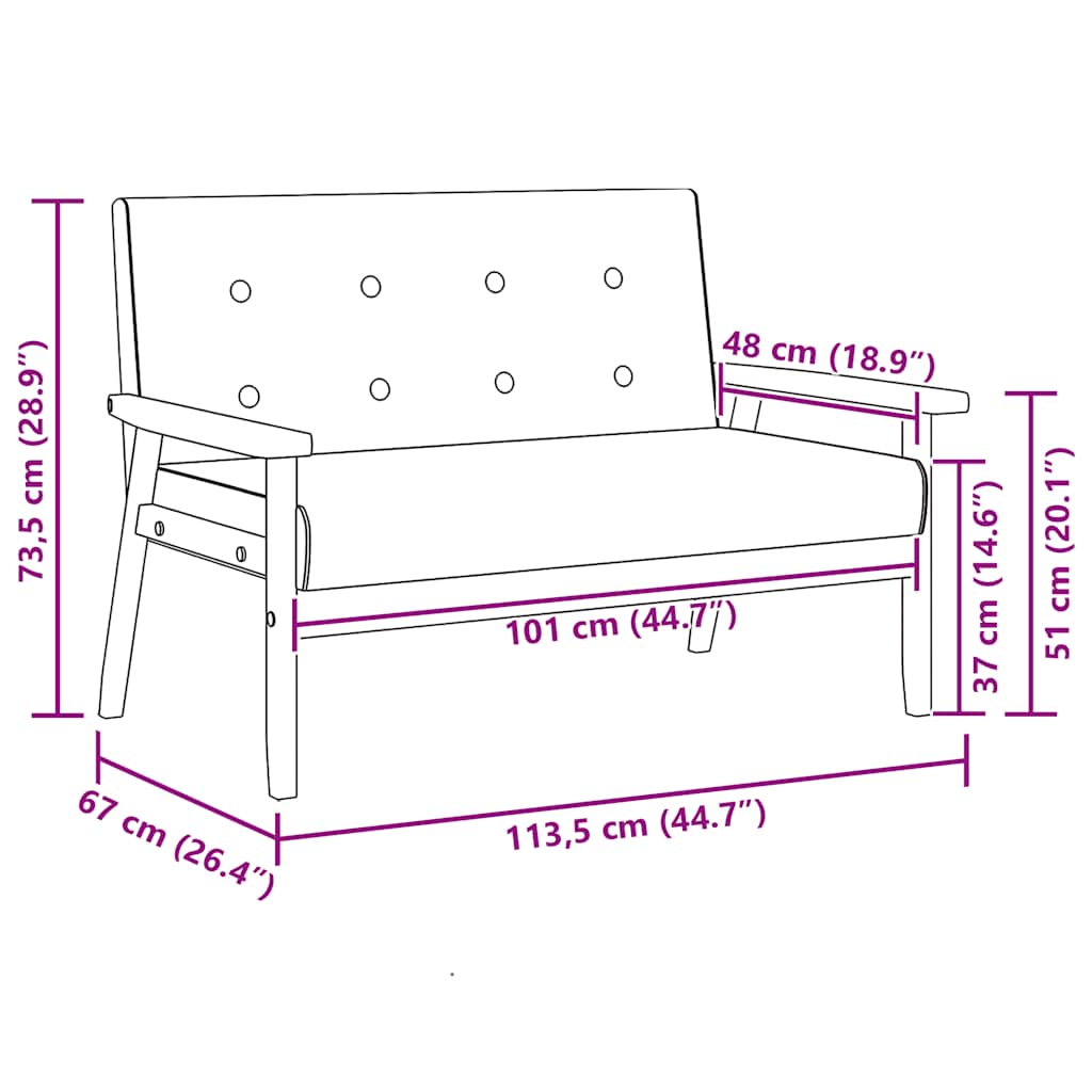 2-personers sofa kunstlæder sort