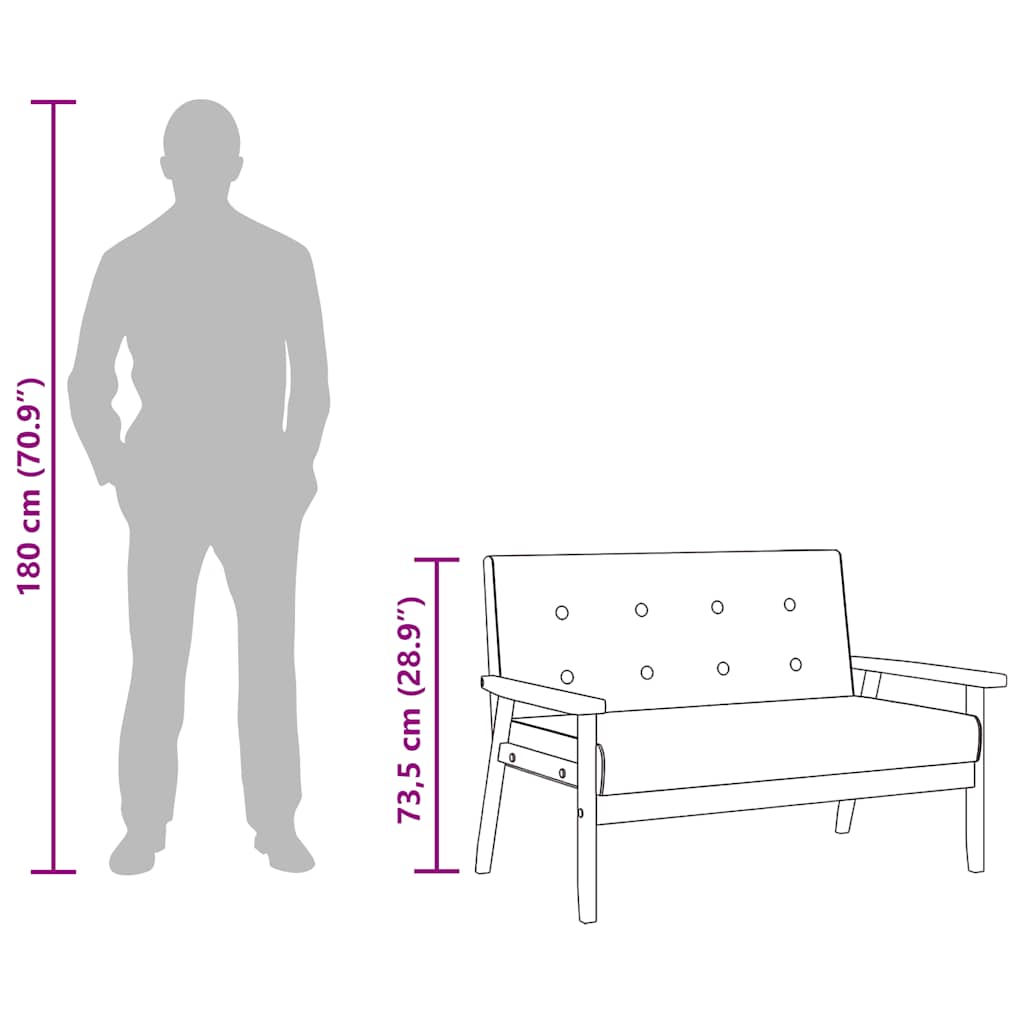 2-personers sofa kunstlæder sort