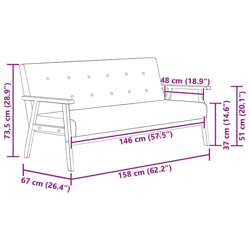 3-personers sofa kunstlæder sort