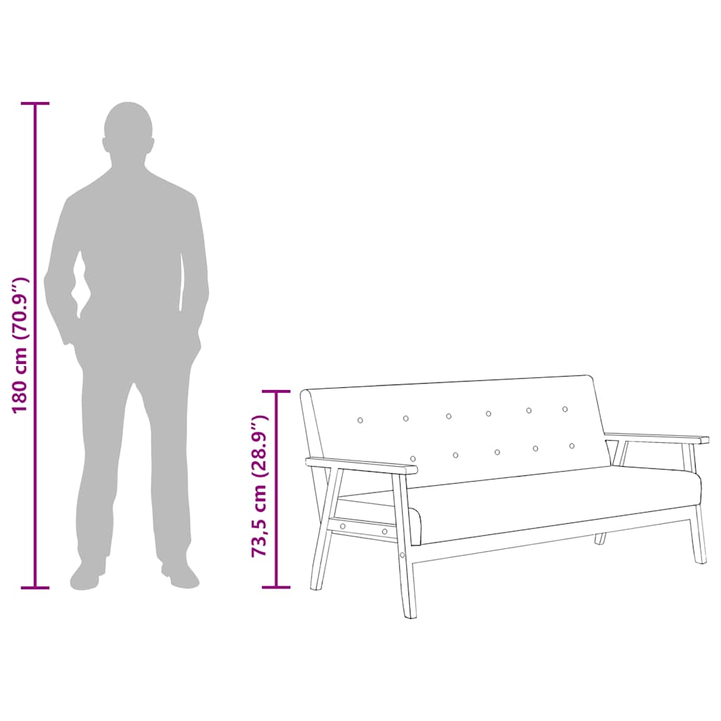 3-personers sofa kunstlæder sort