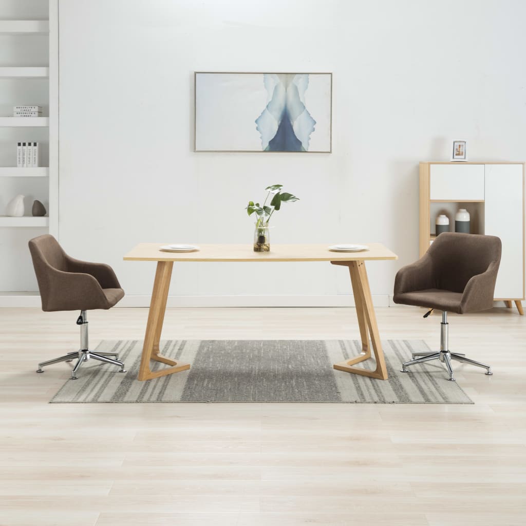 drejelige spisebordsstole 2 stk. stof brun billede