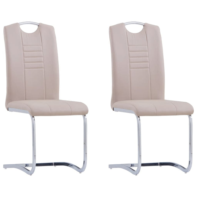 spisebordsstole med cantilever 2 stk. kunstlæder cappuccino