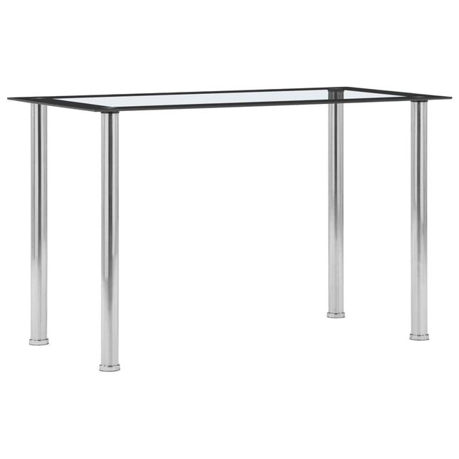spisebord 120x60x75 cm hærdet glas sort og gennemsigtig
