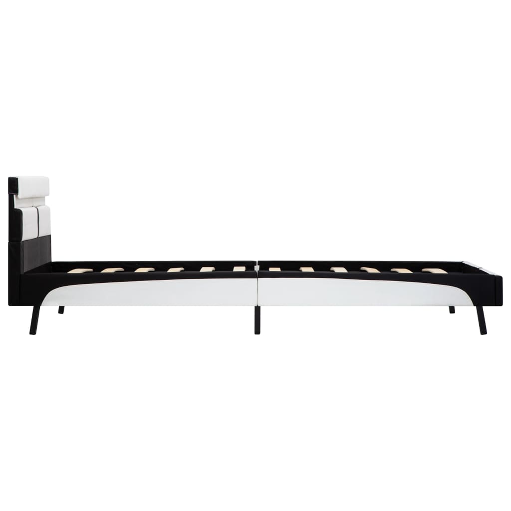 sengestel med LED 90x200 cm kunstlæder hvid og sort