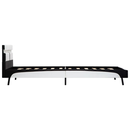 sengestel med LED 90x200 cm kunstlæder hvid og sort