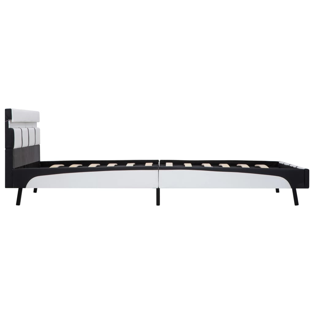 sengestel med LED 160x200 cm kunstlæder hvid