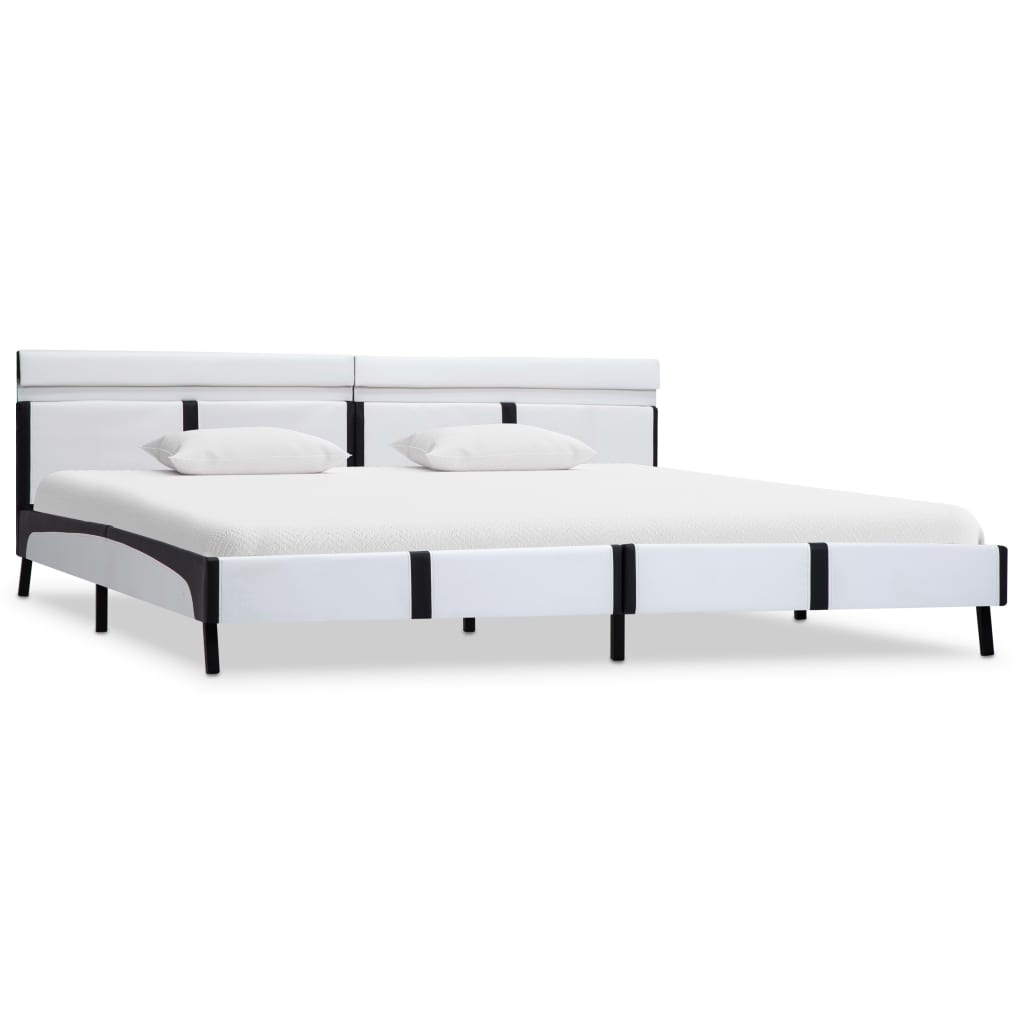 sengestel med LED 180x200 cm kunstlæder hvid