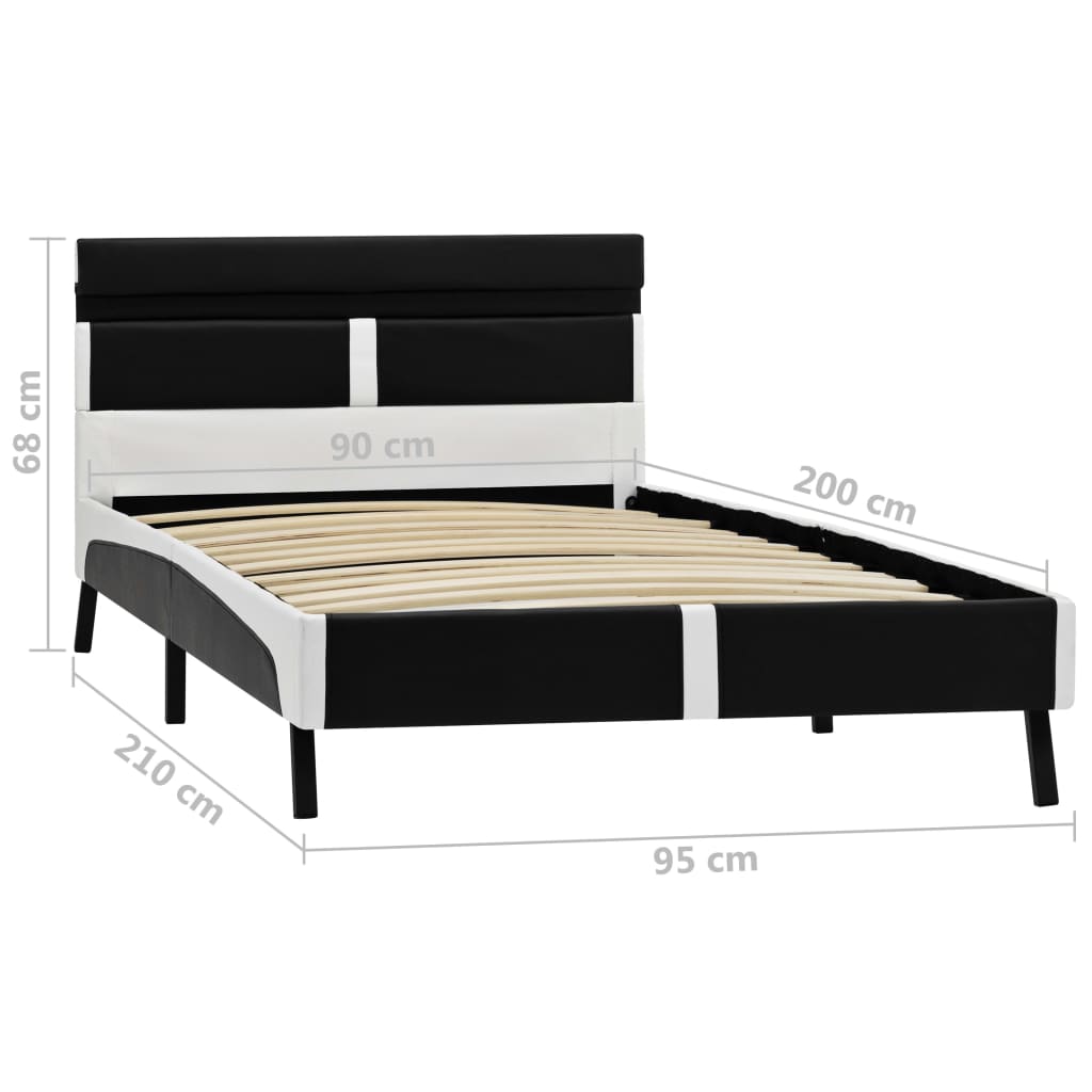 sengestel 90x200 cm LED kunstlæder sort