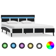 sengeramme med LED uden madras 140x200 cm kunstlæder sort