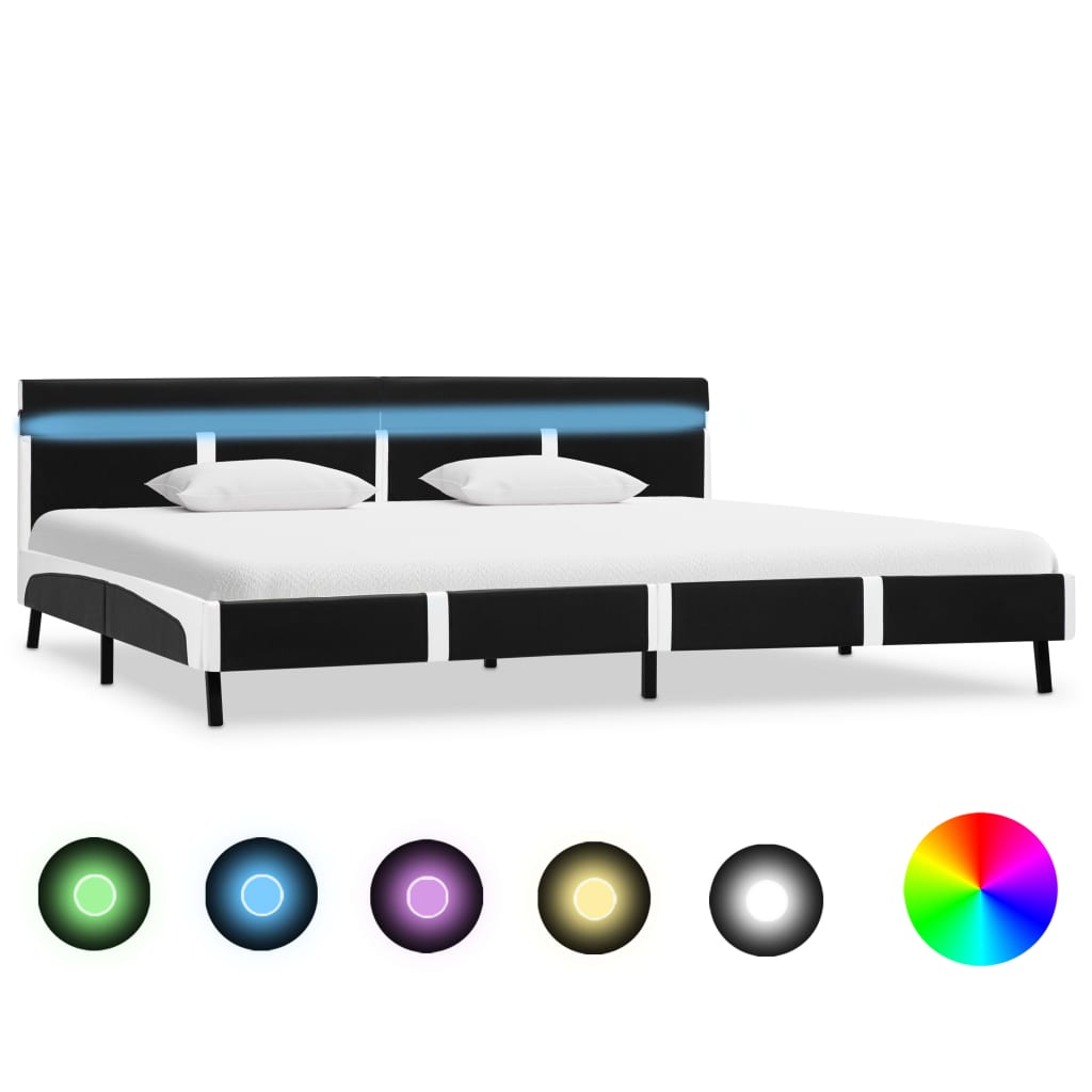 sengestel med LED 180x200 cm kunstlæder sort