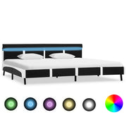 sengestel med LED 180x200 cm kunstlæder sort