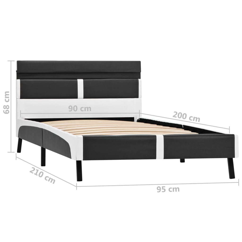 sengestel 90 x 200 cm LED kunstlæder grå