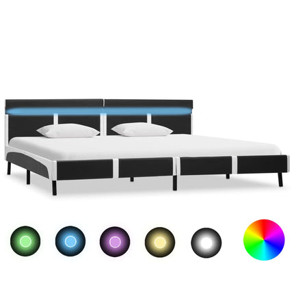 sengestel med LED 180x200 cm kunstlæder grå