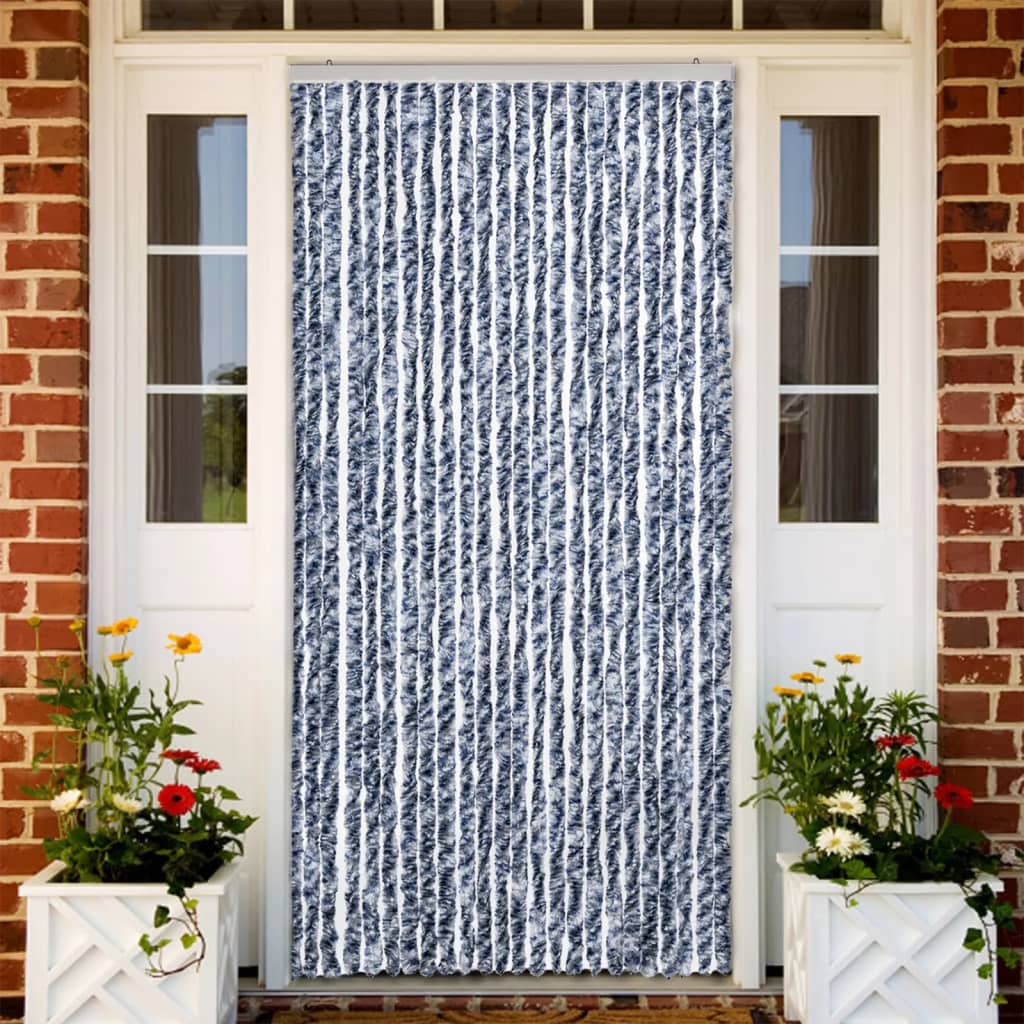 insektgardin 100 x 220 cm blå hvid og sølvfarvet