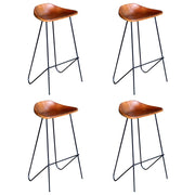 barstole 4 stk. ægte læder brun