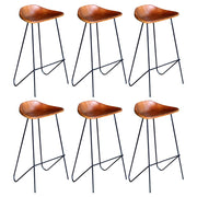 barstole 6 stk. ægte læder brun