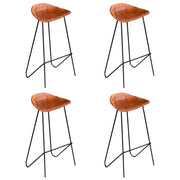 barstole 4 stk. ægte læder brun