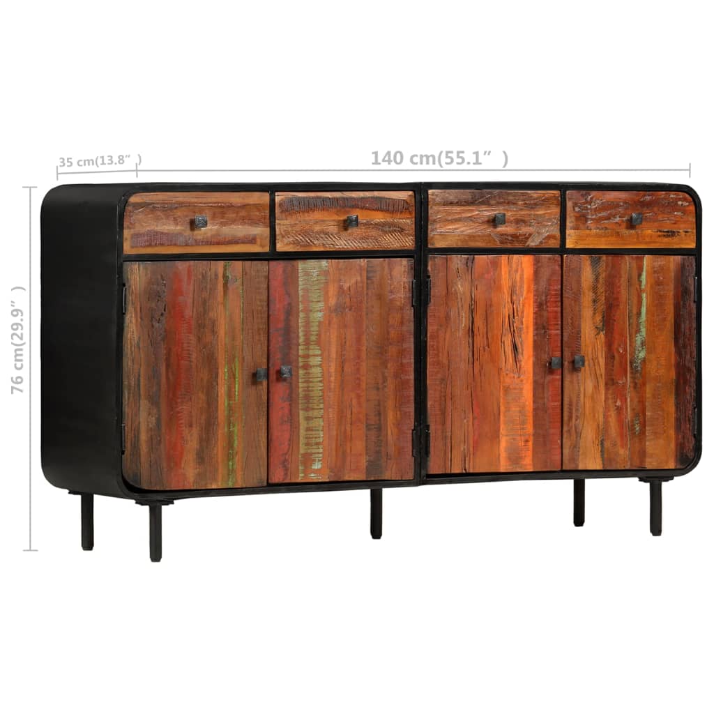 skænk 140 x 35 x 76 cm massivt genanvendt træ