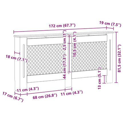 radiatorskjuler MDF 172x19x81,5 cm hvid