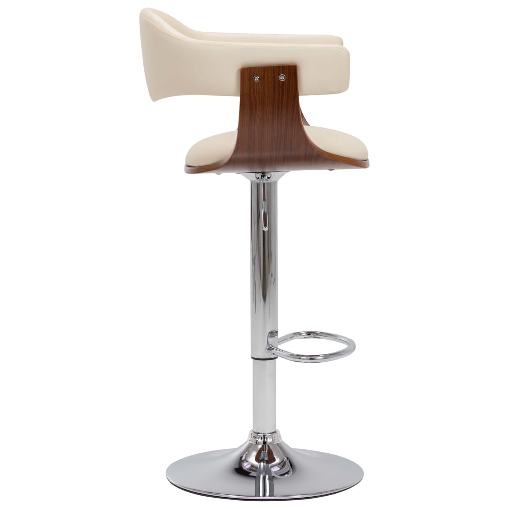 barstole 2 stk. bøjet træ og kunstlæder cremefarvet