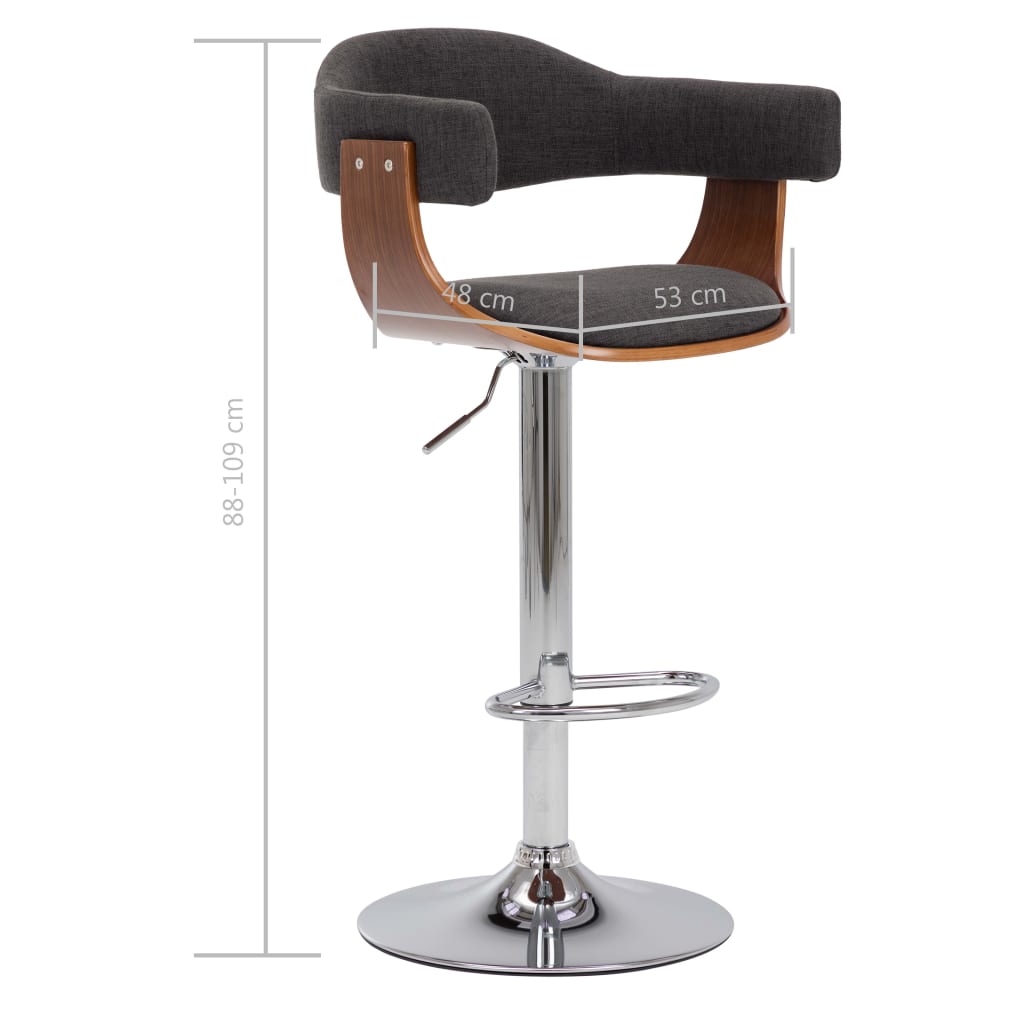 barstole 2 stk. bøjet træ og stof grå