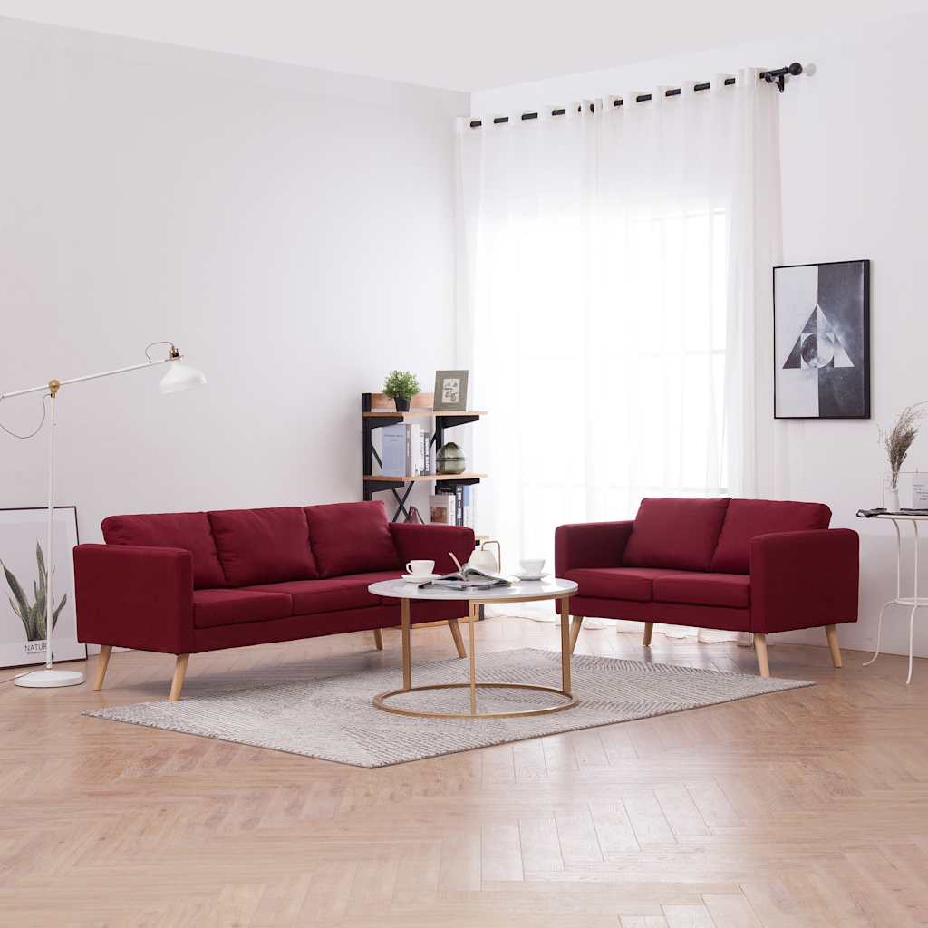 sofasæt i 2 dele stof vinrød