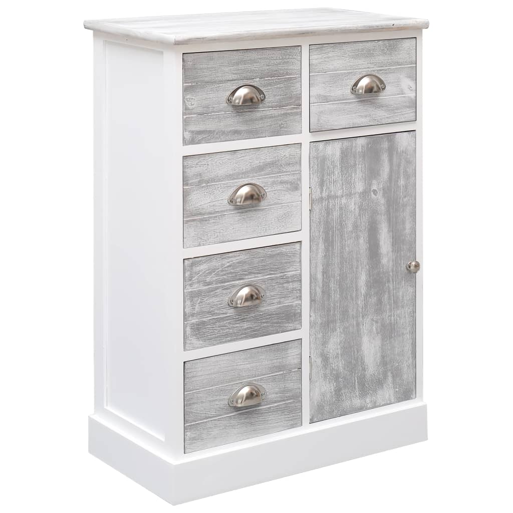 skænk med 10 skuffer 113x30x79 cm træ grå