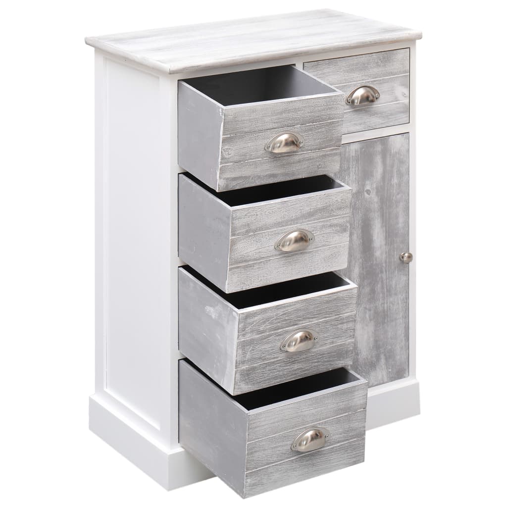 skænk med 10 skuffer 113x30x79 cm træ grå